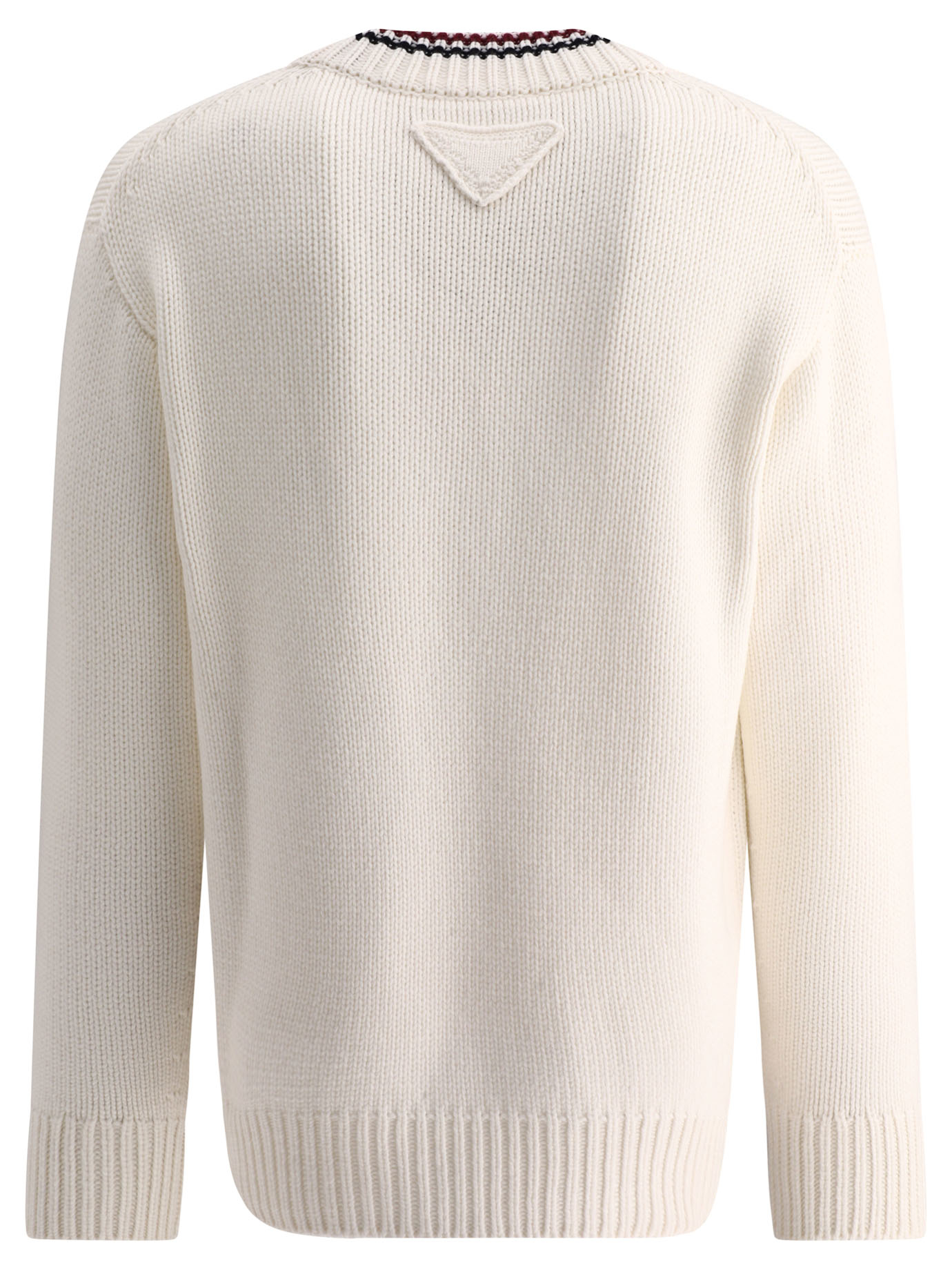 PRADA White V-neck cashmere sweater